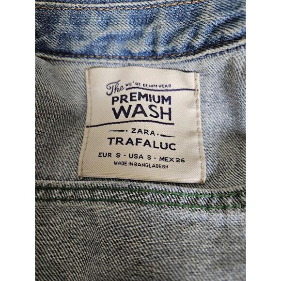 Zara Light Blue Distressed Denim Jacket for Women - Picture 4 of 4